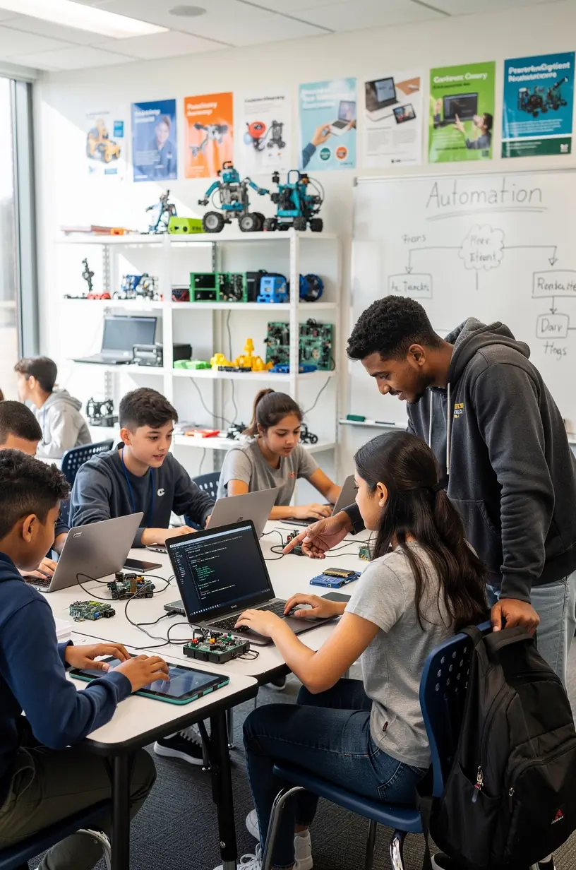 Flowchart diagram on a whiteboard illustrating steps to automate repetitive business tasks.